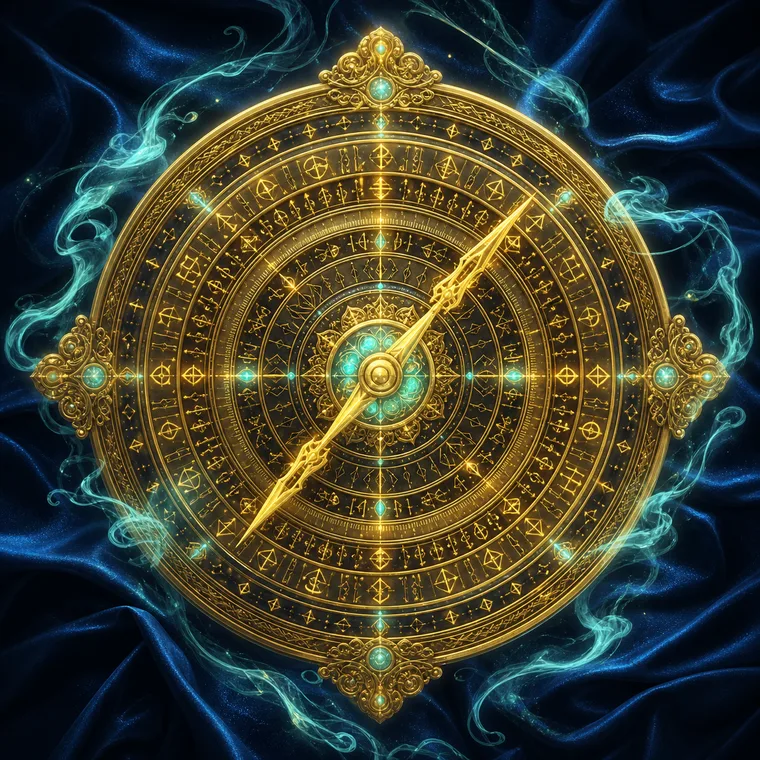 Ornate golden feng shui luopan compass
